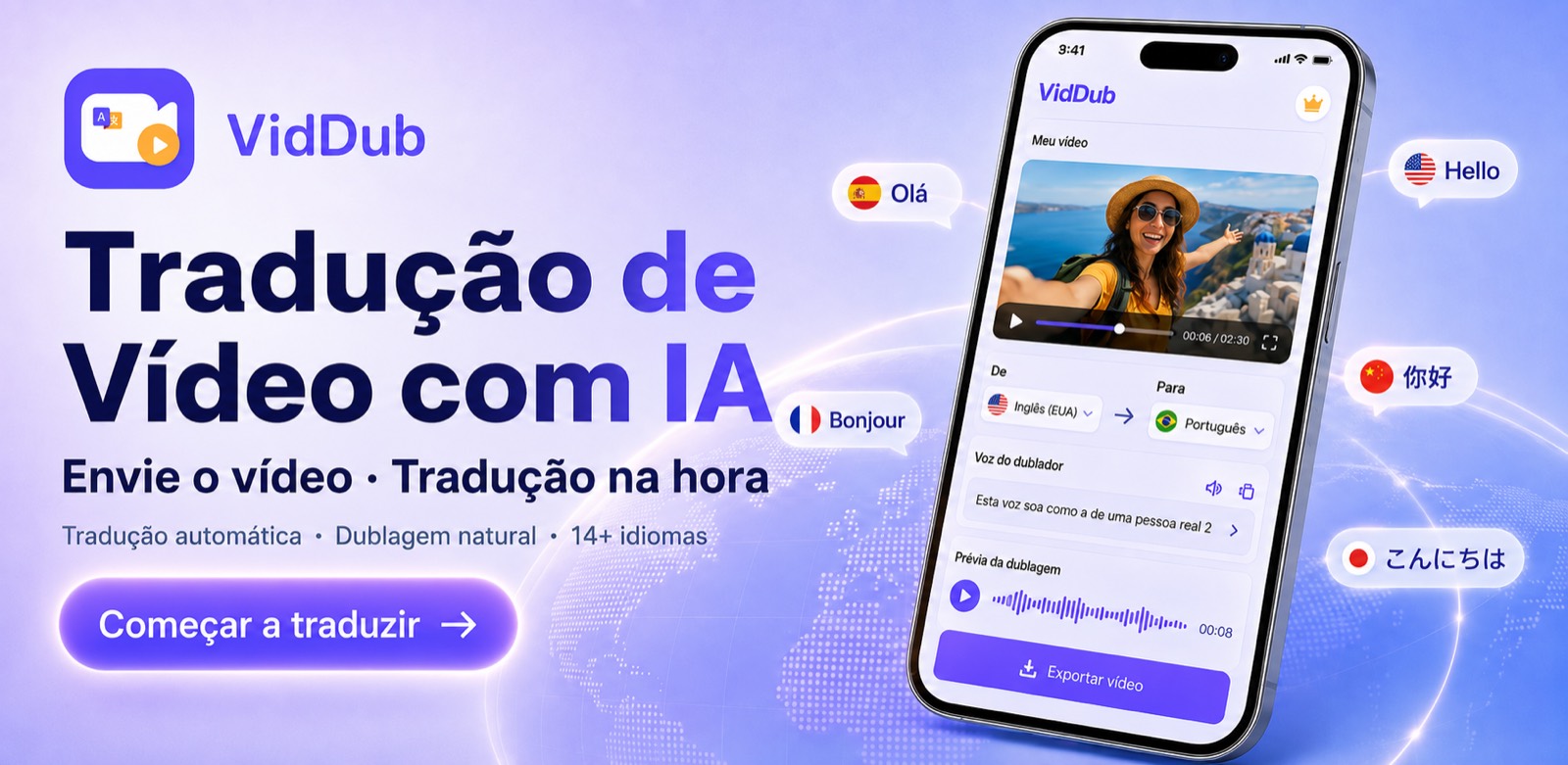 VidDub traduzindo um vídeo com legendas gravadas no navegador