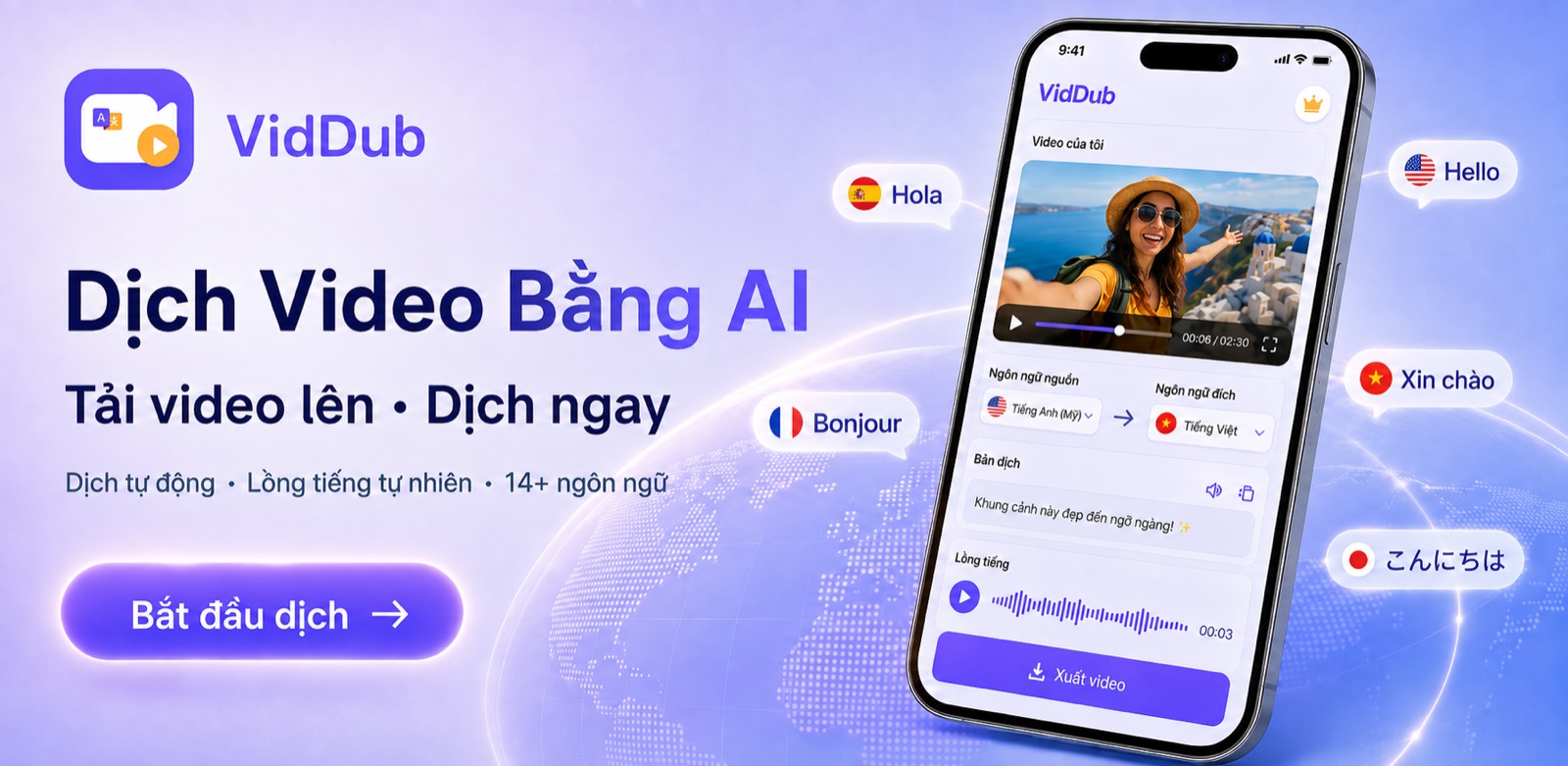 VidDub đang dịch video với phụ đề cháy hình trong trình duyệt